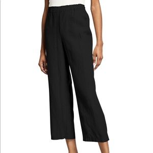 Eileen Fisher organic linen black crop pants med